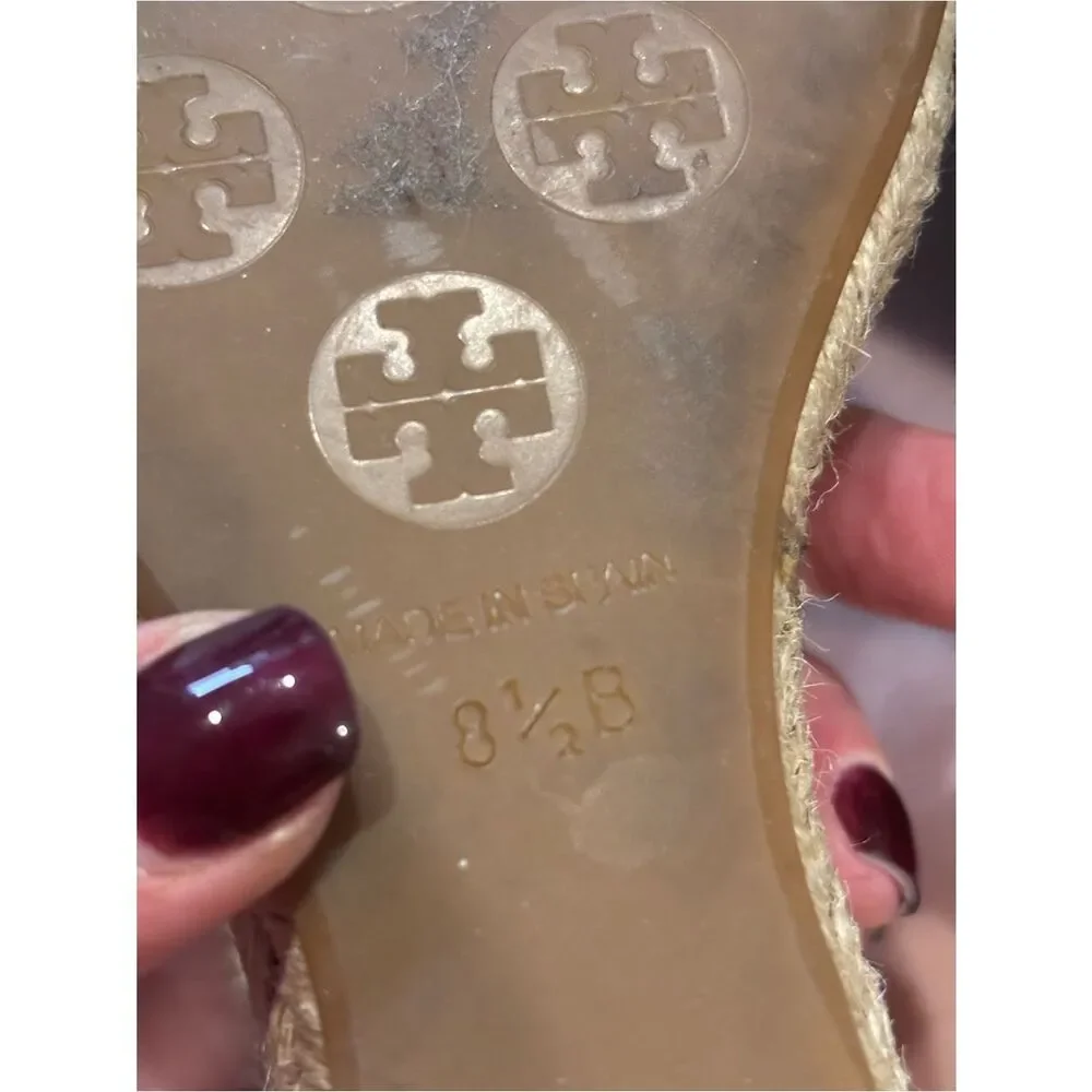 Tory Burch Boho Chic Tan & Natural Knotted Espadrille Wedge Sandals